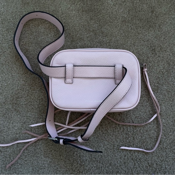 nwt Rebecca Minkoff 3 Zip Fanny Pack Pebbled Pink Cowhide Leather Cross Body - Picture 7 of 7